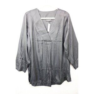 Lane Bryant Long Sleeve Black Satin Tunic-Size 18-New with Tags